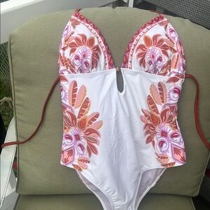 Cupshe Floral Pink and Orange Swimsuit